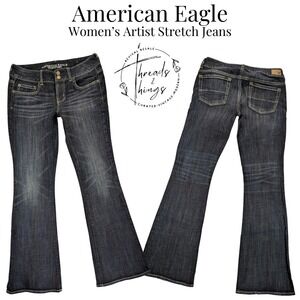 American Eagle Artist Jeans Women's 4s Dark Denim Bootcut Y2k Flare Preppy VTG